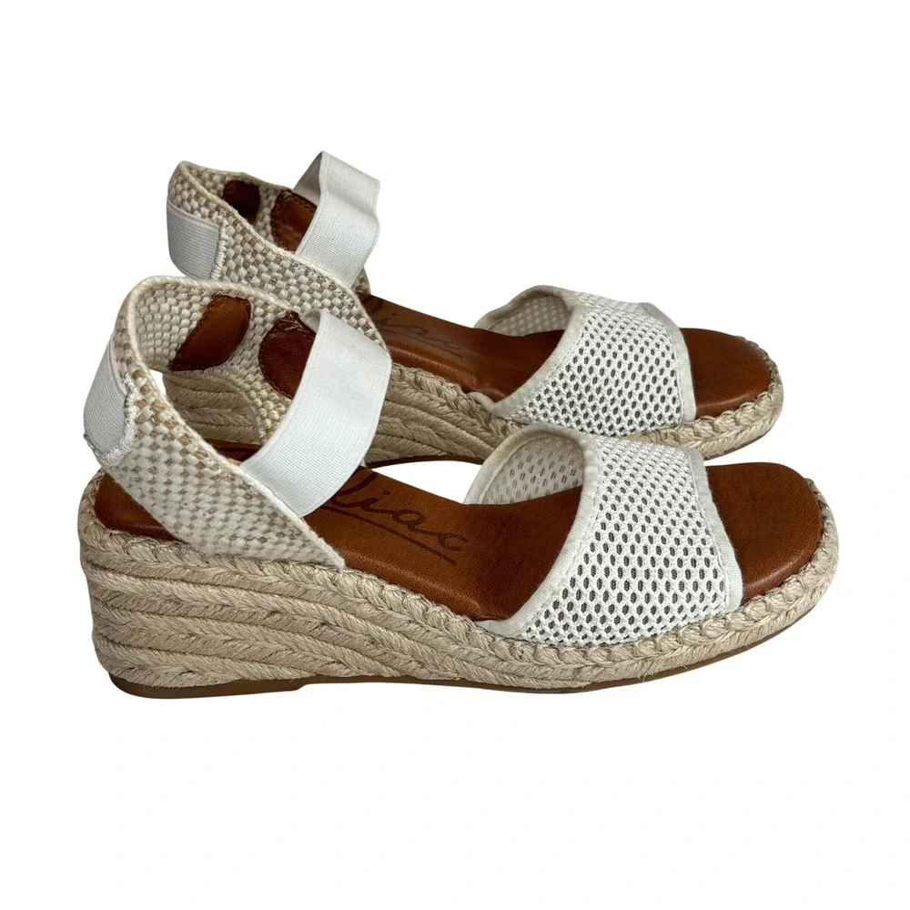 Zodiac Noreen Espadrille Wedge Sandals White Mesh Strap Boho Coastal Casual Sz 6